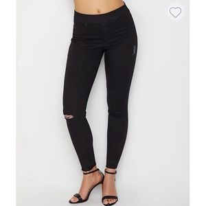 Spanx Distressed Ankle Denim Jeggings - Size Med - Black